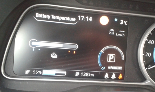 Nový Nissan Leaf 40kWh baterie, teplota baterie